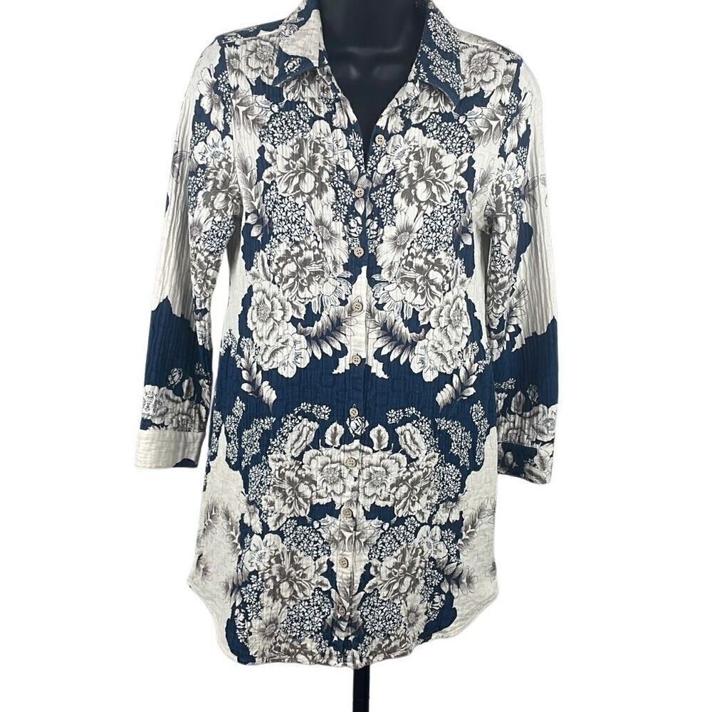 Soft Surroundings Gauze Floral Print Tunic Blouse XS